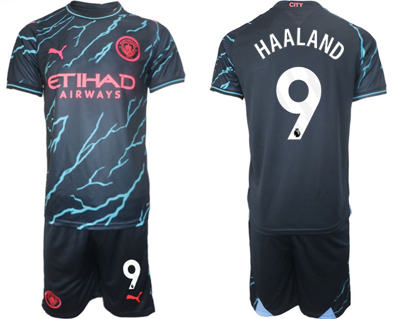 Men 2023-2024 Club Manchester City away blue #9 Soccer Jersey->customized soccer jersey->Custom Jersey